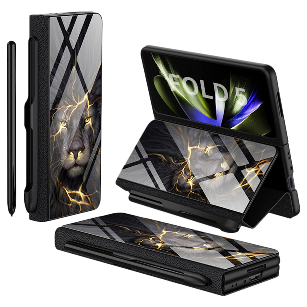 GKK For Samsung Galaxy Z Fold5 5G Pattern Printed Cover PU Leather Tempered Glass PC Pen Slot Phone Case (without Screen Protector) GKK For Samsung Galaxy Z Fold5 5G Pattern Printed Cover PU Leather Tempered Glass PC Pen Slot Phone Case (without Screen Protector)